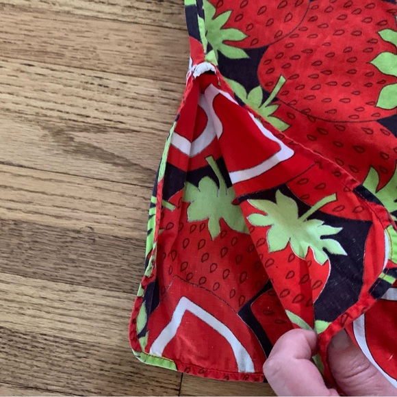 Vintage 1960s Strawberry & Heart Print Sleeveless Smock Top - M - Picture 8 of 11